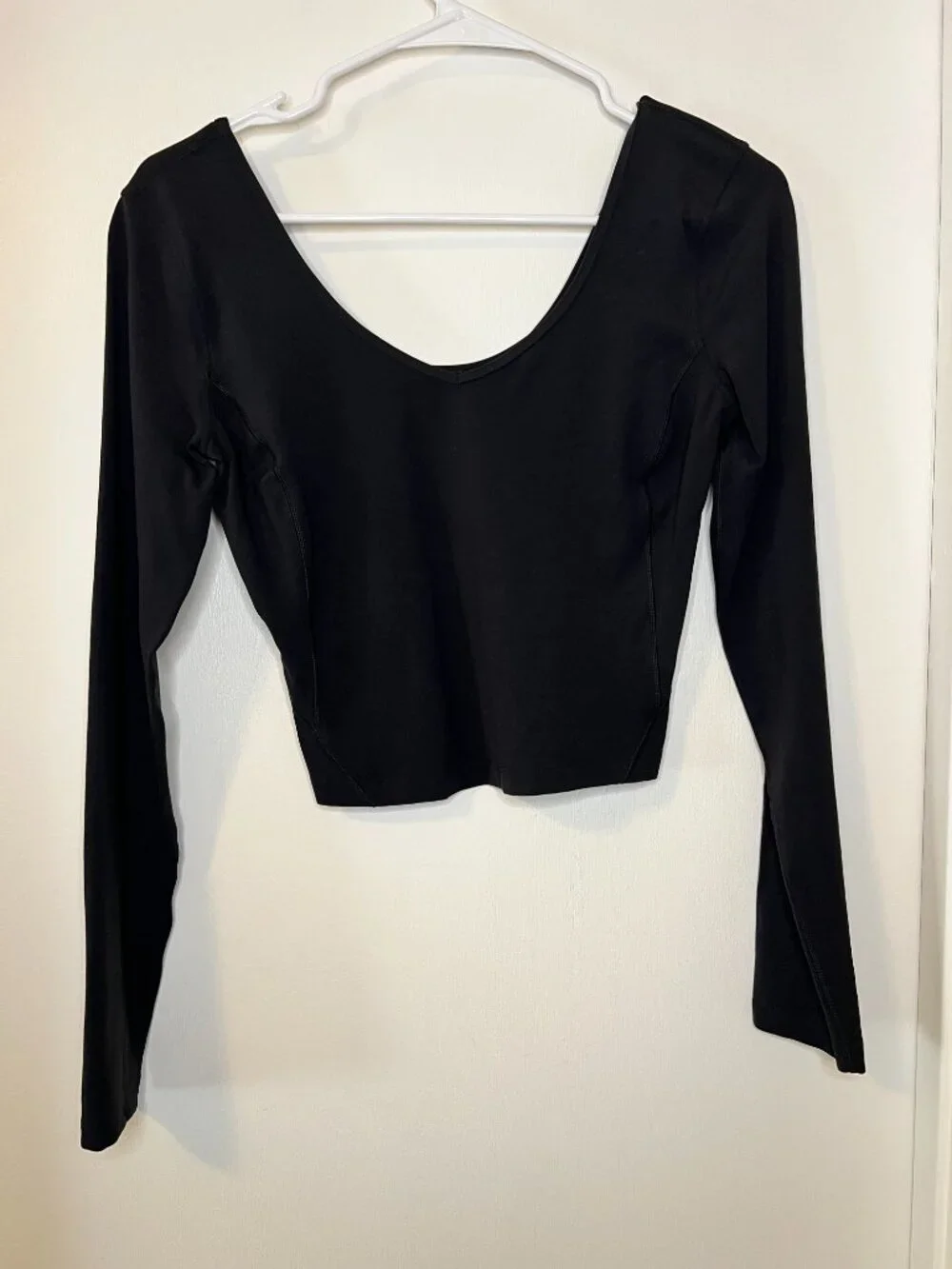 Lululemon Align Long Sleeve Crop Top Black Scoop Neck Yoga Size 6